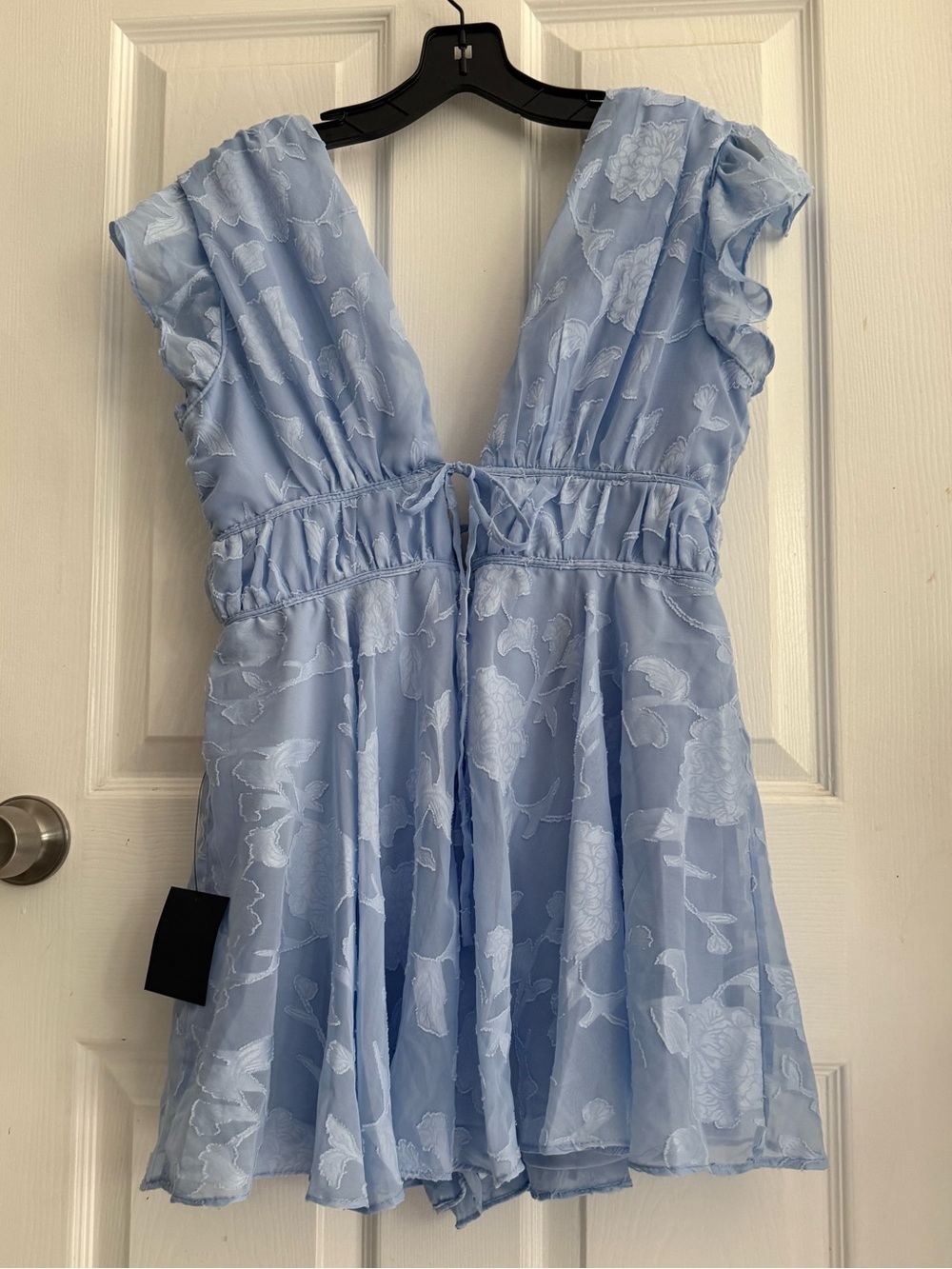 Lulu's All About The Flowers Blue Floral Textured Romper